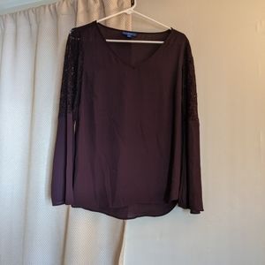 Purple blouse with lace detail